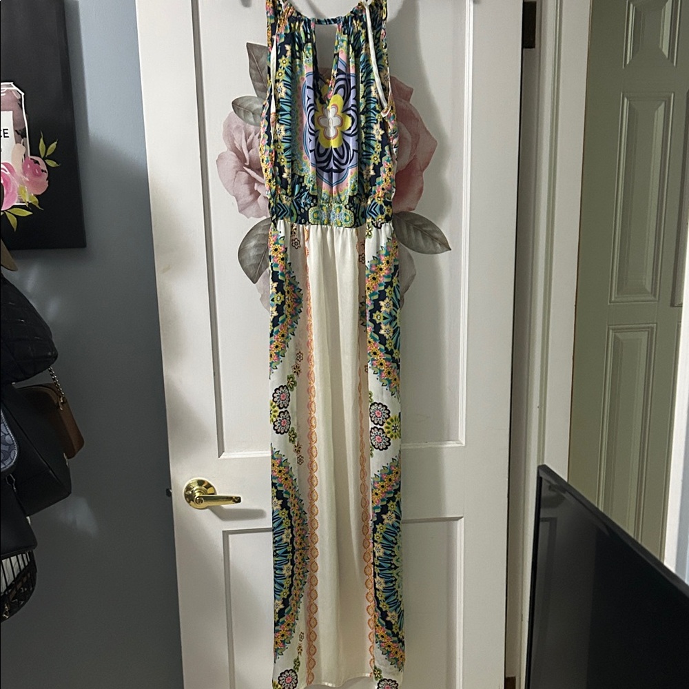 Ali & Kris Cream Maxi Dress with Multicolor Floral Print